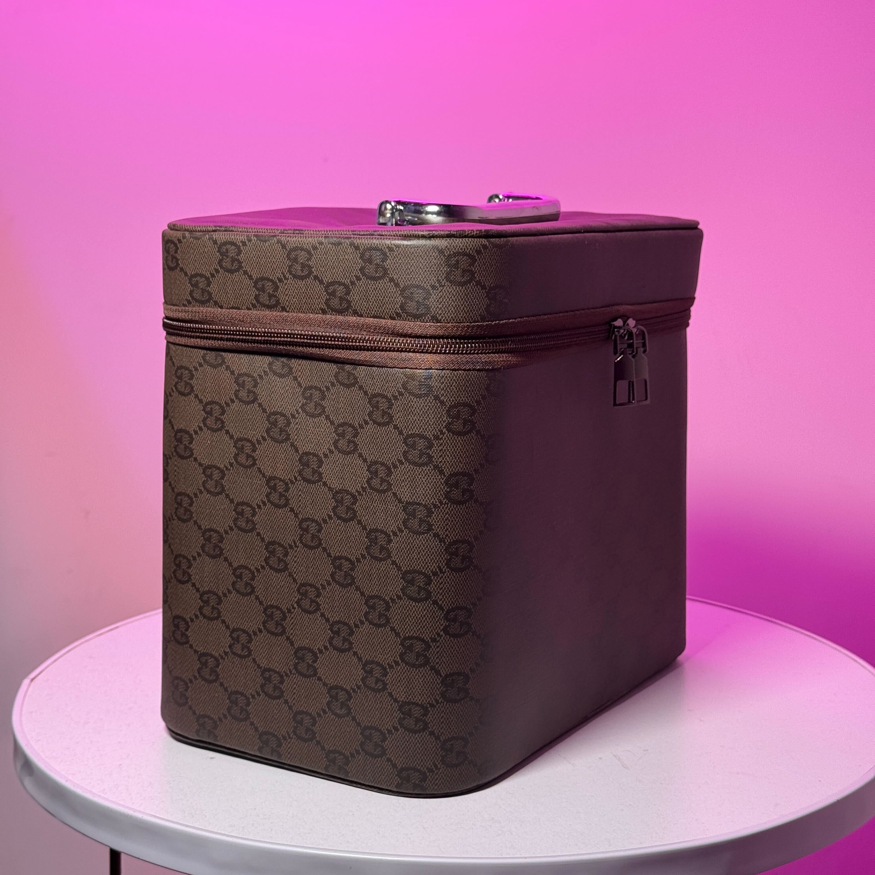 Luxury Makeup Travel Case with Pockets and Integrated Mirror